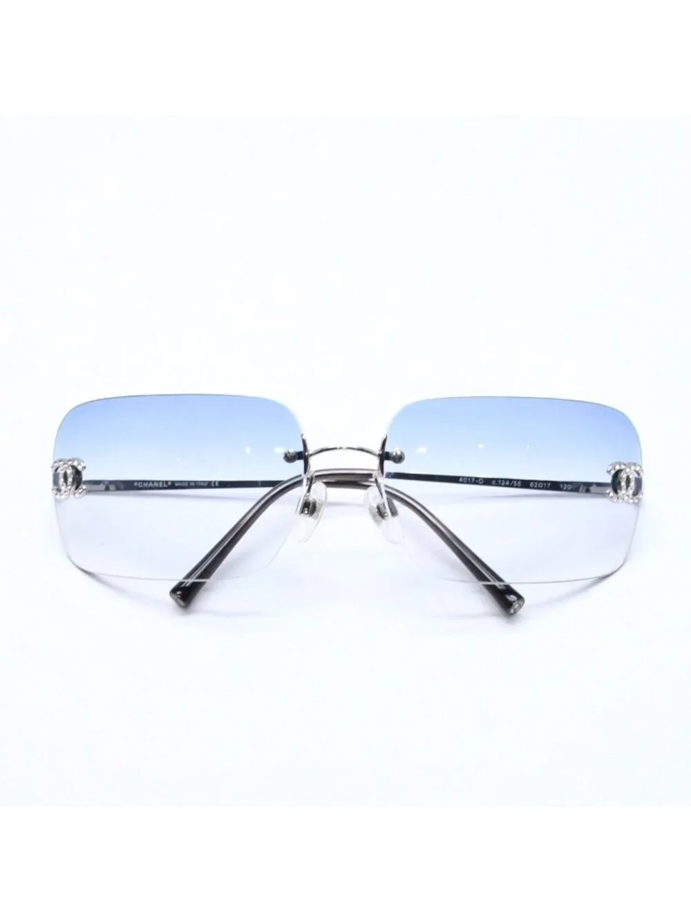 Chanel Rimless Sunglasses Rhinestone CC Logo Eyewear